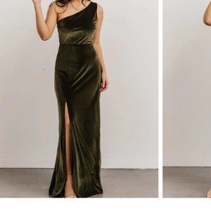 XL Velvet Olive Bridemaid Dress